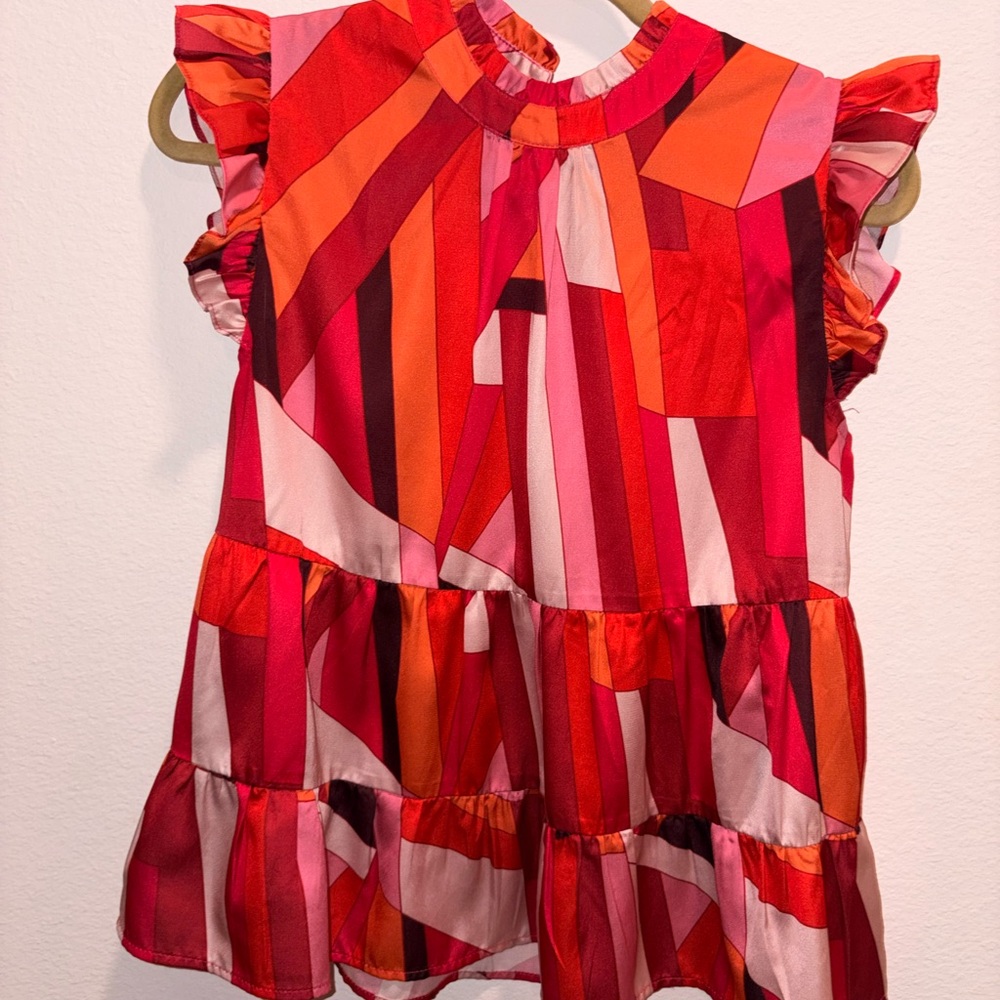 Thml Red And Orange Patterned Blouse - image 6